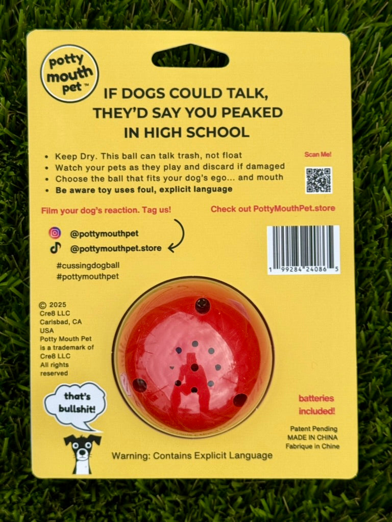 Potty Mouth Pet Cussing Dog Ball