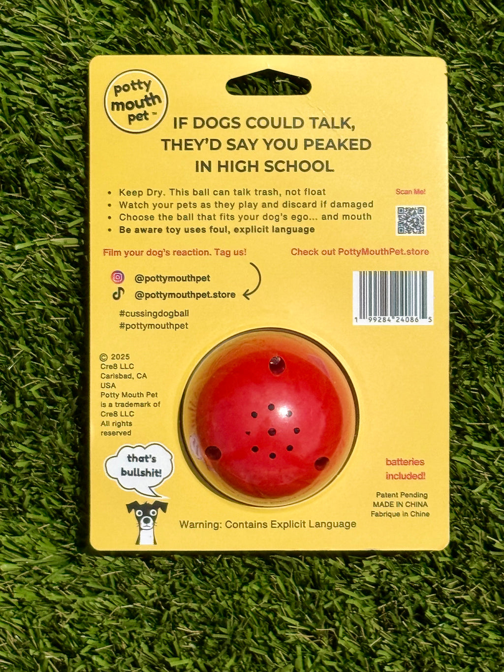 Potty Mouth Pet Cussing Dog Ball